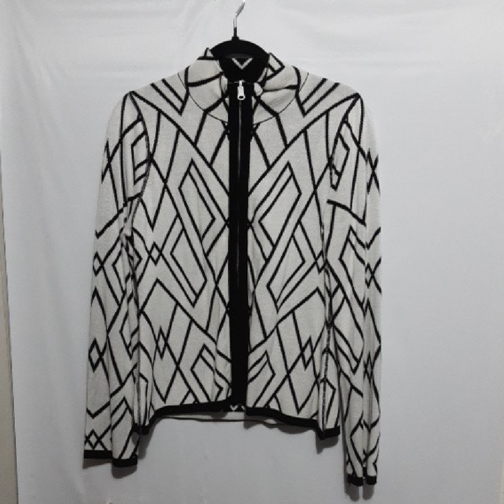 MIA REIS Geometric‎ Black and White Women's Jacket/Sweater